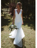 V Neck Ivory Lace Tulle Romantic Wedding Dress